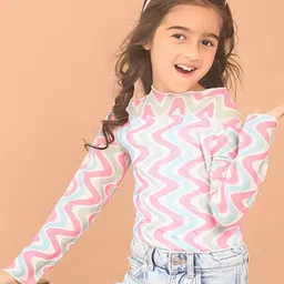 LilPicks Girls Zigzag Abstract Printed Regular Top-4