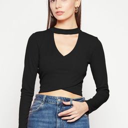 Uptownie Lite Black Choker Neck Crop Top-image-29