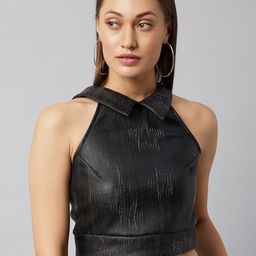 Athena Black Leather Crop Top-picture-12