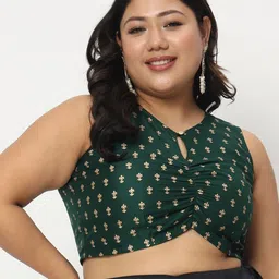studio rasa Ethnic Motifs Printed Keyhole Neck Crop Top-13
