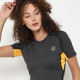 CHKOKKO Women Grey  Yellow Regular Gym Crop Top-image-73