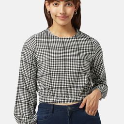 People Checked Monochrome Crop Top-image-69