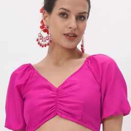 studio rasa Solid V-Neck Crop Top-image-48