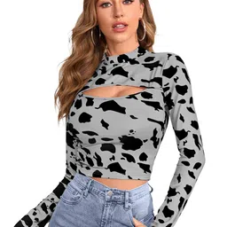 Sanwariya Silk Animal Print High Neck Crop Top-picture-17