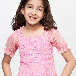 Global Desi Pink Floral Print Crop Top-image-18