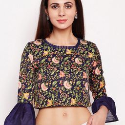 Be Indi Navy Blue & Green Floral Print Crop Top-picture-33
