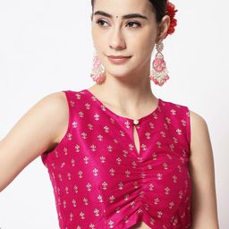 studio rasa Print Keyhole Neck Crop Top-image-64