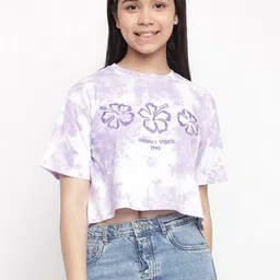 Lil Tomatoes Tie-Dye Embroidered Boxy Crop Top-image-73