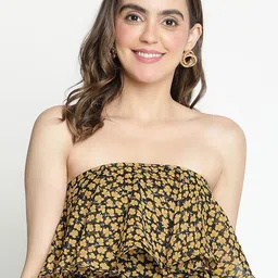 DRAAX Fashions Floral Printed Strapless Tube Crop Top-image-60