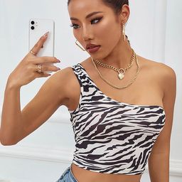 LULU & SKY Abstract Printed One Shoulder Crop Top-picture-20