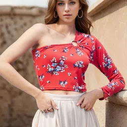 RARE Floral Printed One Shoulder Top-image-88