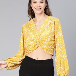 Oxolloxo Floral Printed Knotted Crop Top-image-75