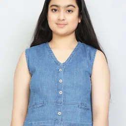 VYN Girls V-Neck Denim Cotton Crop Top-picture-15