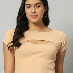 Chemistry Ribbed Cut-Out Detail Fitted Crop Top-picture-38