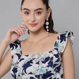 emeros White Floral Printed Styled Back Crop Top-image-7