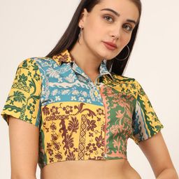 CHARMGAL Print Crepe Crop Top-image-21