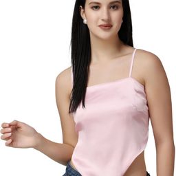 Popwings Shoulder Straps Scarf Knot Knitted Satin Crop Styled Back Top-image-51