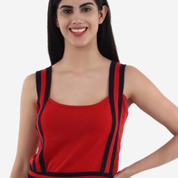 JoE Hazel Red & Black Striped Pure Cotton Crop Top-image-17