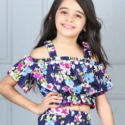 Cutiekins Girls Floral Embellished Ruffles Crop Top-image-25
