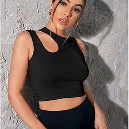Uptownie Lite Women Stretchable High Neck Cut-out Crop Top-image-95