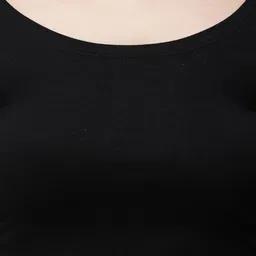 MINOS Scoop Neck Solid Cotton Crop Fitted Top image 4