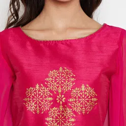 studio rasa Pink Block Printed Crop Top image 5