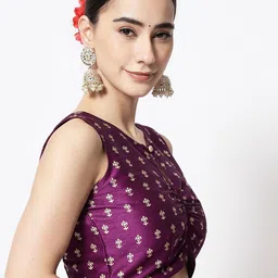 studio rasa Printed Keyhole Neck Block Print Crop Top image 2