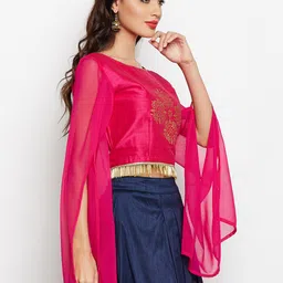 studio rasa Pink Block Printed Crop Top image 4