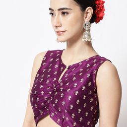 studio rasa Printed Keyhole Neck Block Print Crop Top image 3