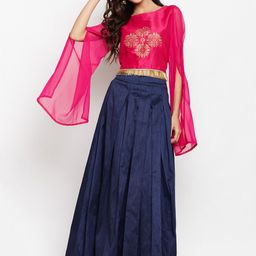 studio rasa Pink Block Printed Crop Top image 3