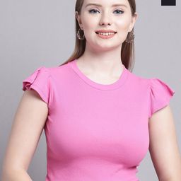 Jinfo Pack of 2 Round Neck Flutter Sleeves Fitted Crop Tops-image-41