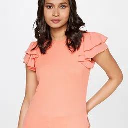 AND Flutter Sleeves Round Neck Regular Top image 1