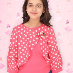 CUTECUMBER Pink Print Applique Georgette Top-picture-31