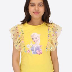 CUTECUMBER Barbie Graphic Printed Flutter Sleeves Georgette Top-picture-10