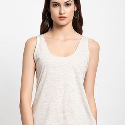 ARMISTO Women Off White Stretchable Cotton Sleeveless Thermal Vest Top-image-2