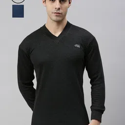 Lux Cottswool Men Pack of 2 Blue & Black Solid Thermal Tops-image-33