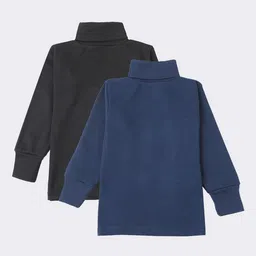 Lux Cottswool Boys Pack Of 2 Blue & Black Solid Cotton Thermal Tops-image-91