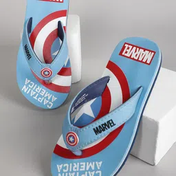 Kids Ville Boys Captain America Printed Thong Flip Flops-image-7