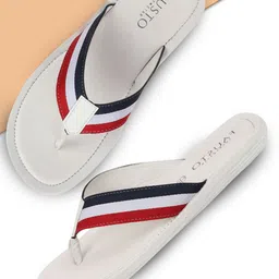 FAUSTO Men Red & White Striped Thong Flip-Flops-picture-35