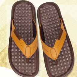FAUSTO Men Tan & Brown Thong Flip-Flops-image-101