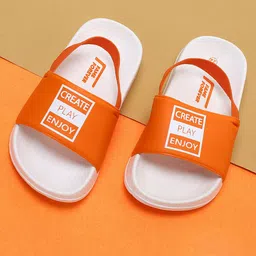 Fame Forever by Lifestyle Boys Orange & White Printed Sliders-image-77