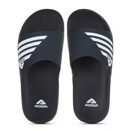 Adda Men Navy Blue & White Striped Rubber Sliders-image-83