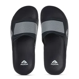 Adda Men Navy Blue & Grey Striped Rubber Sliders-picture-36