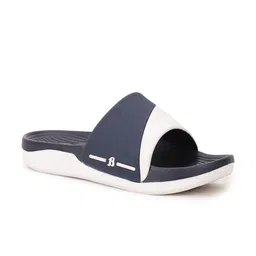 Sandak by Bata Men Navy Blue & White Colourblocked Sliders-picture-18