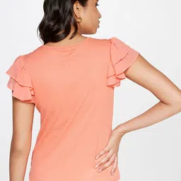 AND Flutter Sleeves Round Neck Regular Top image 4