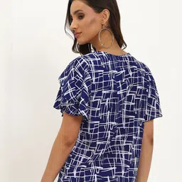 oomph! Oomph Abstract Print Flutter Sleeve Crepe Top image 4