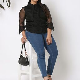 Curves by MISH Plus Size Net Regular Length Top image 5