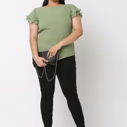 Curves by MISH Plus Size Flutter Sleeves Georgette Top image 5