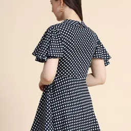 BAESD Polka Dot Print Peter Pan Collar Flared Sleeves Regular Top image 5