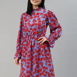 plusS Purple & Red Floral A-Line Dress-picture-29